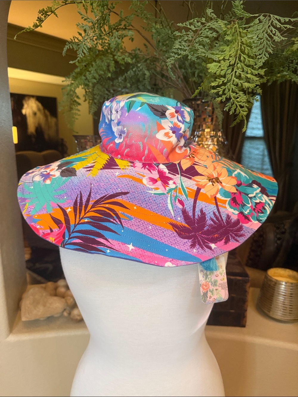 Johnny Was Multicolor Tropical ZERU REVERSIBLE BEACH HAT